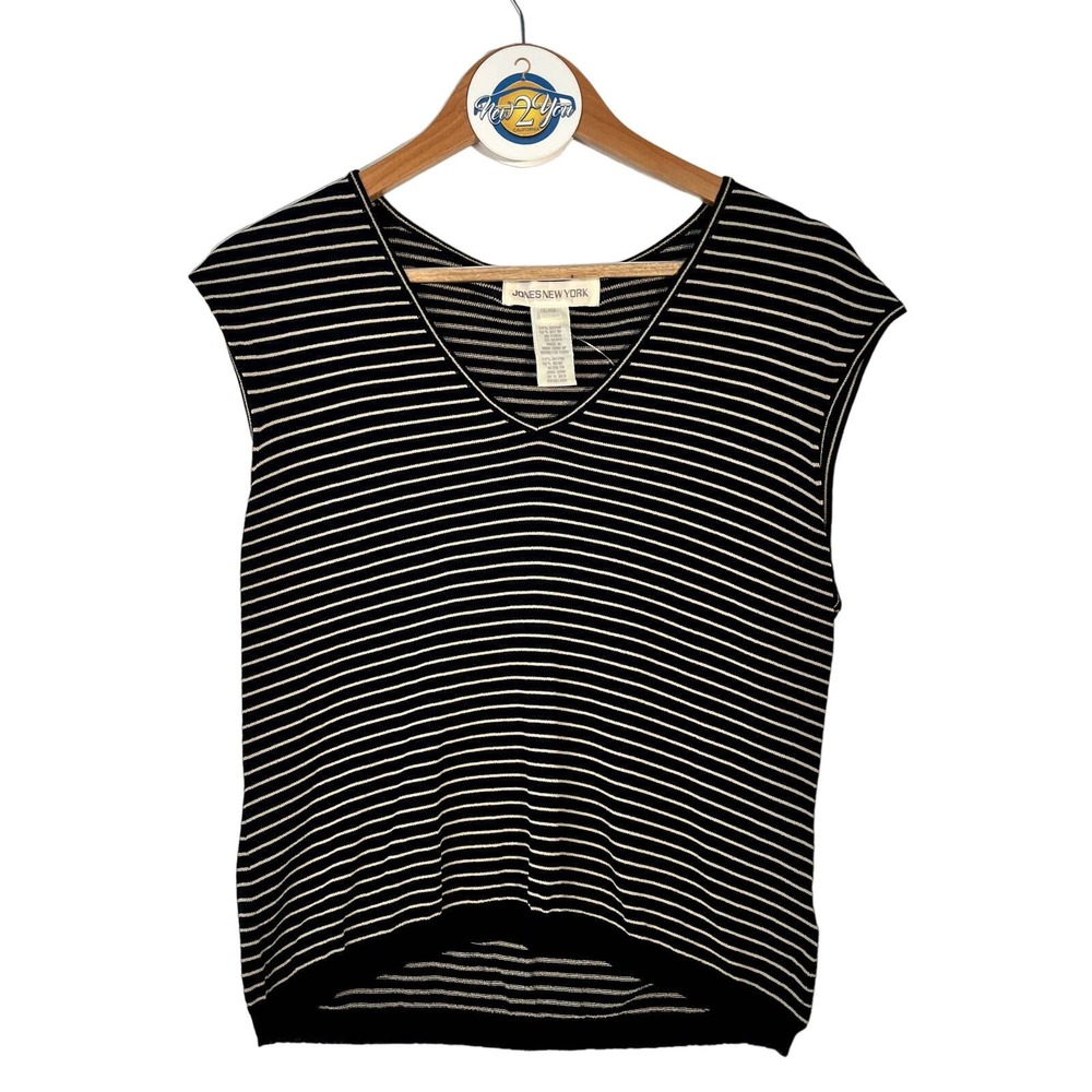 Jones New York Coffee and Striped Pullover Vest